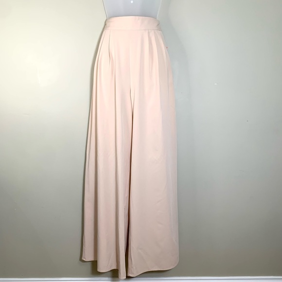 Inspired Hearts Pants - Blush Pink High Waist Wide Leg Palazzo Pants Junior M Pleated Side Zip Marlene